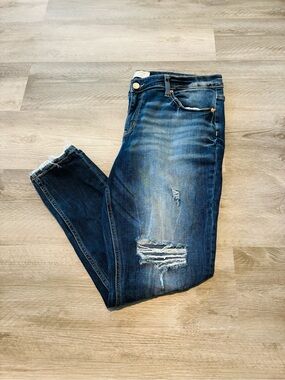 BKE Women's Dark Blue Distressed Ankle Skinny Jeans size 33